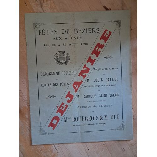 Programmes Des Fêtes De Béziers Du 28 Au 29 Août 1898