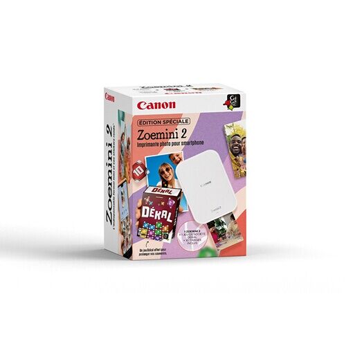 Imprimante photo Canon Kit Summer Zoemini 2 Blanc + 1 jeu de société et 10 tirages inclus 2026