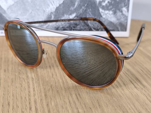 Lunettes De Soleil Vuarnet Vl1613 Edge Ecaille Flag Argent Blue Polar