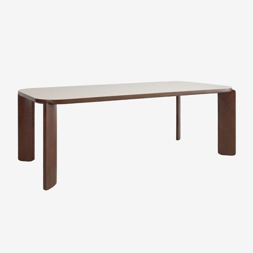Table à manger rectangulaire 200x100 cm en verre trempé et MDF Nilea Tapioca Beige