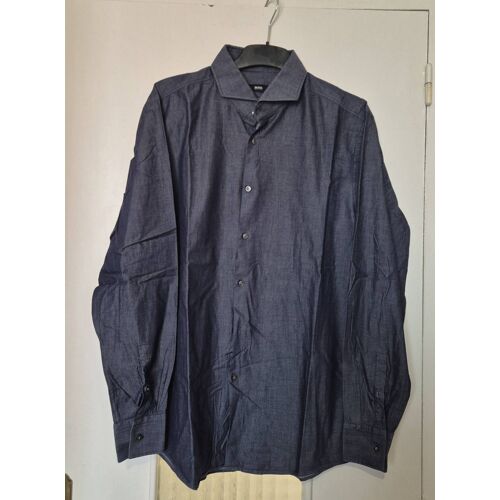 Chemise Homme Boss Hugo Boss Slim Fit Bleu Foncé Taille 44cm 17¿ (Xl/42) Cotton Shirt