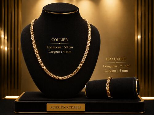 Collier Avec Bracelet En Acier Inoxydable