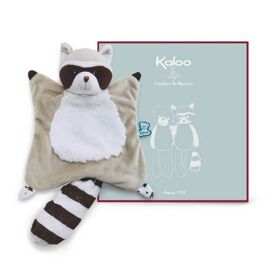 Peluche doudou raton laveur gris blanc et marron kaloo léon collection filoo