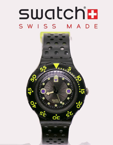 1992 Montre Swatch Scuba 200 Made In Swiss 200m Numéro De Série S208 Vintage