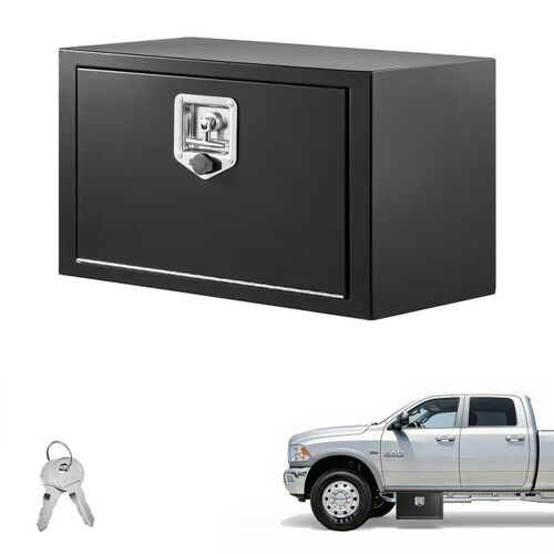 Boîte à Outils en Acier 609x356x305 mm-Duoku-Coffre de Rangement sous Châssis ou Plateau, Idéal pour Camionnettes, Noir