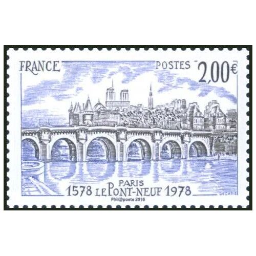 France 2016, Très Beau Timbre Neuf** Luxe Yvert 5049, Le Pont-Neuf À Paris, 2euros, Bleu,  Provenant Du Bloc-Feuillet Paris Salon Philex 2016.