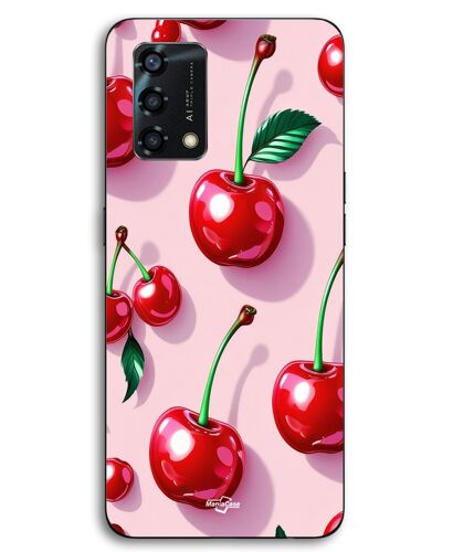 Coque Pour Oppo A95 Cerise rouge fond rose Maniacase