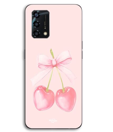 Coque Pour Oppo A95 Cerise noeud fond rose pastel Maniacase