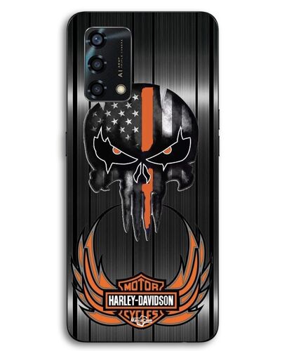 Coque Pour Oppo A95 Harley Davidson tête de mort fond gris Maniacase