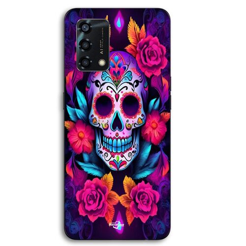 Coque Pour Oppo A95 Tete de mort violette colorée Maniacase