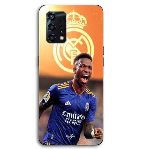 Coque Pour Oppo A95 Vini JR Wallpaper Real Madrid Bleu et jaune Maniacase