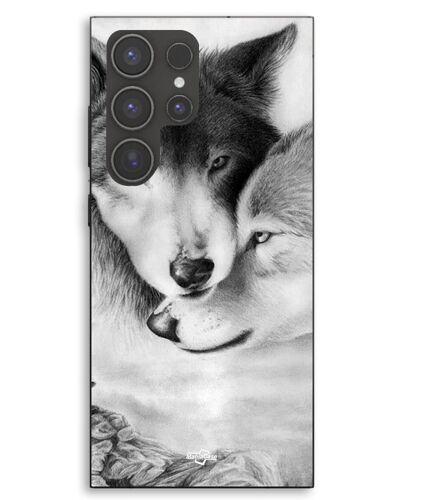 Coque Pour Samsung Galaxy S23 Ultra Le loup et la louve Animal noir et blonc Maniacase