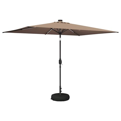 Vidaxl Parasol De Jardin Avec Lampes Led 200 X 300 Cm Polyester Taupe