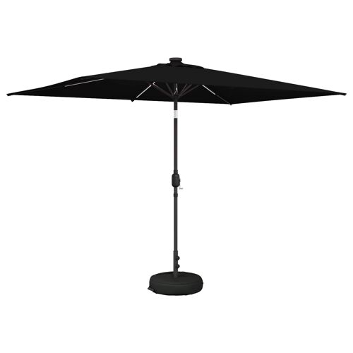 Vidaxl Parasol De Jardin Avec Lampes Led 200 X 300 Cm Polyester Noir