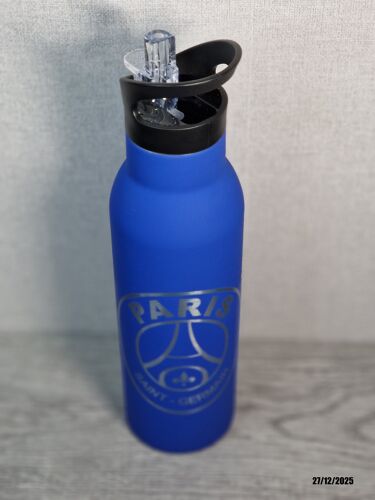 Gourde Isotherme 500ml Bleu Foncé Avec Paille Logo Psg