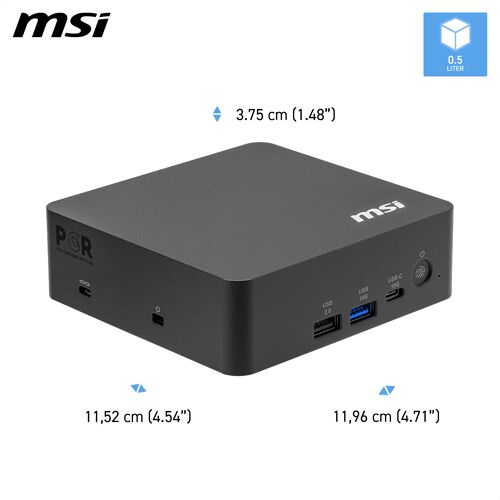 MSI Cubi NUC AI+ 3MG-002EU Copilot+ PC Intel Core Ultra 9 386H 32 Go DDR5-SDRAM 1 To SSD Windows 11 Pro Mini PC Noir