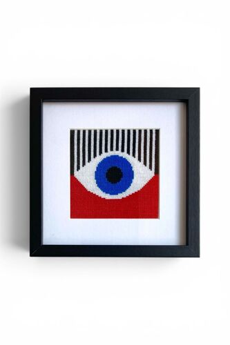 Broderie « Bauhaus III » encadrée 