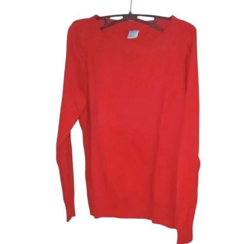 Pull Femme Rouge - Col Bateau - Manche Longue - Taille M - Coton Et Polyamide