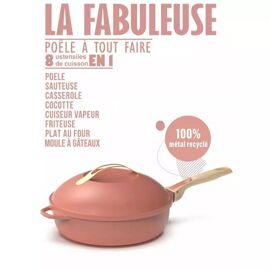 La Fabuleuse Poêle Sauteuse Casserole Cocotte Cookut 28 Cm - Rose Pivoine