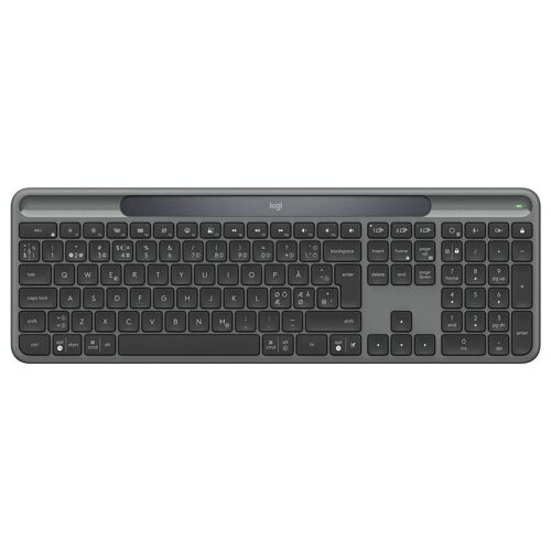 Logitech Signature Slim Solar+ K980 - Clavier - full size - sans fil - Bluetooth LE - QWERTY - Danois/Norvégien/Suédois/Finlandais - commutateur : interrupteurs en ciseaux - graphite