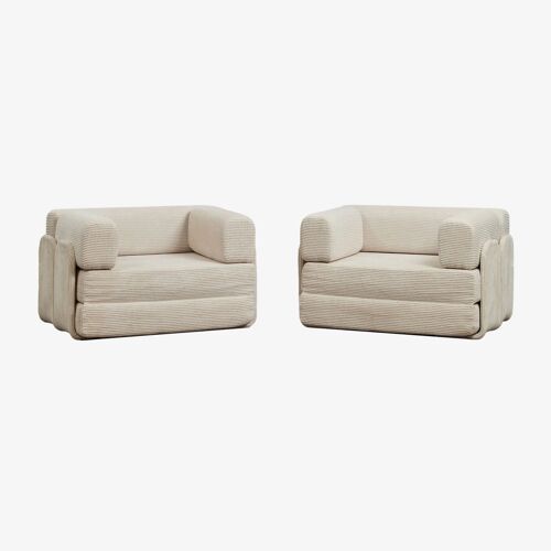 Pack de 2 fauteuils-lits en velours emballés sous vide Kyoto