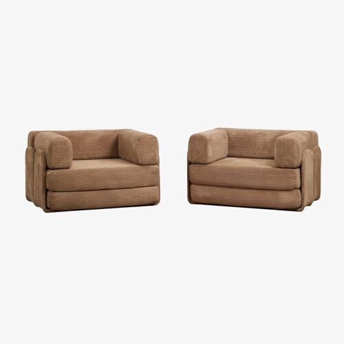 Pack de 2 fauteuils-lits en velours emballés sous vide Kyoto