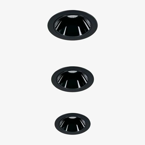Pack De 3 Downlights Led Encastrables Avec Cadres Ronds Ø8 Cm Pour Extérieur En Aluminium Luisiana Noir