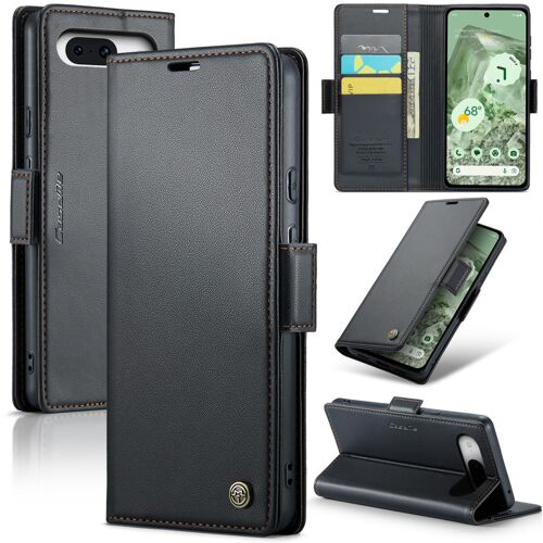 Coque Pour Google Pixel 8A,Étui Housse Google Pixel 8A,wireless charging,AntichocSupport Pliable,Clamshell,Brosse Anti-Vol,Étui De Téléphone À Cassette - Noir