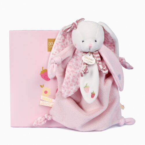 Doudou lapin 25 cm vanille fraise