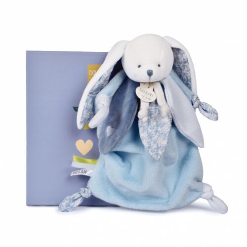 Doudou lapin 25 cm coeur océan