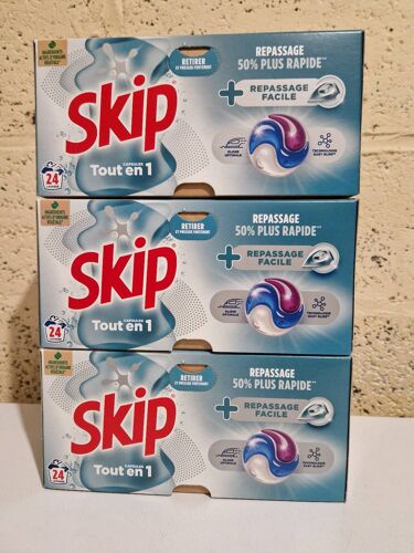 Lot De 3 Lessive Caspule Skip Repassage Facile 3x24 Lavages