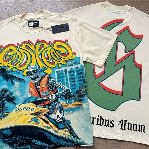 Godspeed Urban Graffiti T Shirt Men Summer Casual Loose Fit Street Tee