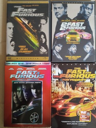 Lot 4 Dvd - The Fast And The Furious - Fast Furious 2 - Fast & Furious Rapides Et Degereux - The Fas And The Furious Tokyo Drift. Avec Vin Diesel, Paul Walker, Genre Action .
