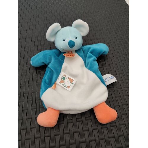 Doudou marionnette souris verte et blanche Baby Nat