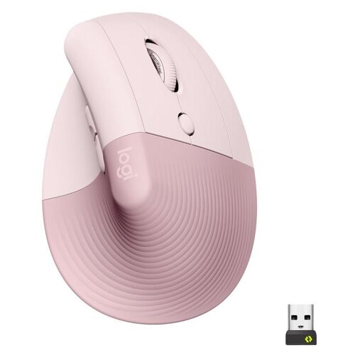 Logitech Lift - Souris ergonomique verticale sans fil Bluetooth - rose