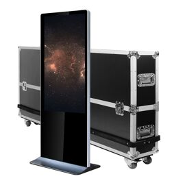 Totem vidéo 55'', FULL HD, 500 cd, 24h/7j, Indoor, Tactile + Flightcase