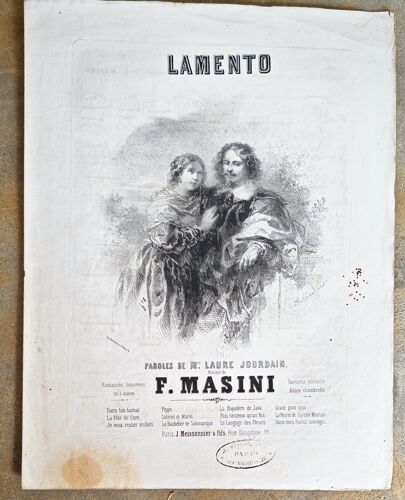Partition Ancienne Xixe – Lamento – F. Masini - Piano Et Chant