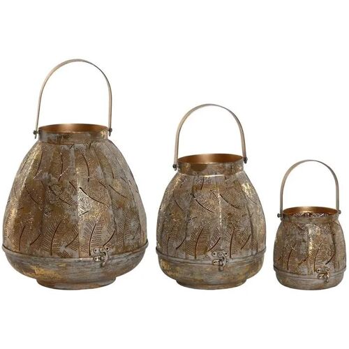 Lot de photophores en métal - Home ESPRIT - Doré - 25x25x28 cm - Décoration intérieure