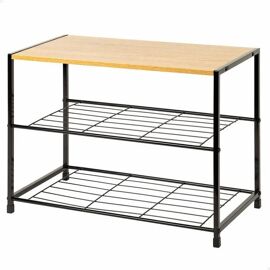 Étagère à chaussures industrielle - AKTIVE - 63x30x43 cm - 3 étagères - Bois et acier - Noir - Capacité 8 kg