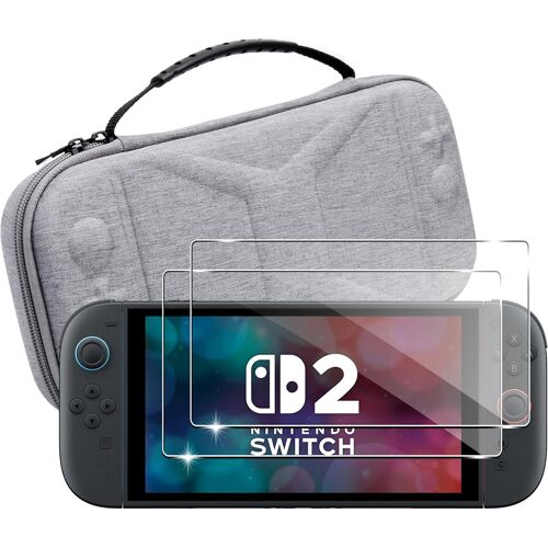 KALANKA-Pochette Housse pour Nintendo Switch 2 Coque + [2 Pièces] Protecteur d'écran Verre Trempé pour Nintendo Switch 2 7.9" Accessoire