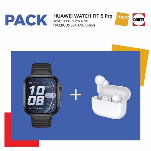 Montre connectée Huawei WATCH FIT 5 PRO BLACK + FREEBUDS 4 WHITE FNAC