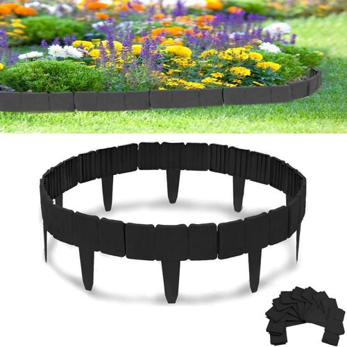 Hengrongshen - 60 X Bordures De Pelouse Plastique Flexible - Aspect Pierre Noir