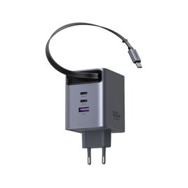 Chargeur Ugreen Nexode GaN Infinity 1x USB-A + 2x USB-C 100W avec câble rétractable