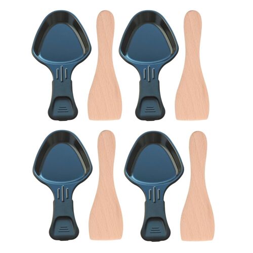 Lot de 4 coupelles à raclette et 4 pelles en bois pour Poêlon spatule raclette Raclette gril Wok (AS306001 AS306003 TEFAL MOULINEX)