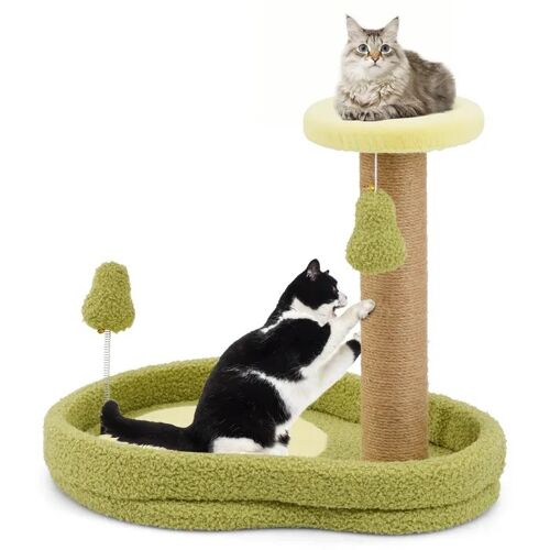 Arbre À Chat 42cm Costway, Lit Pour Chat Sur Le Thème De L'avocat, Perchoir, Jouet À Ressort, Poteaux À Gratter, Base Antidérapante