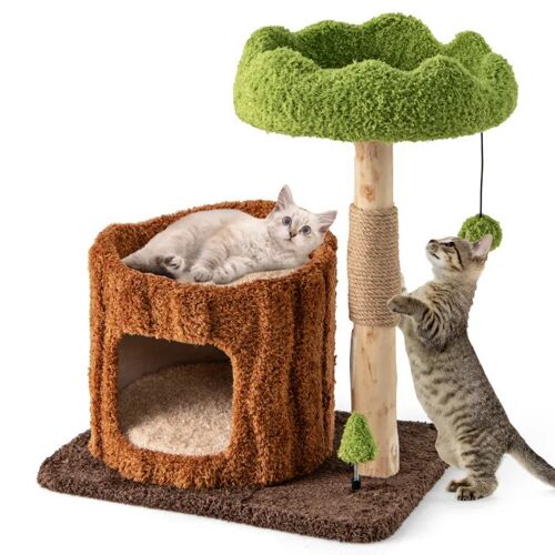 Arbre À Chat 73 Cm Costway, Tour Pour Chat Moderne Avec Griffoirs En Sisal, Perchoir Supérieur, Plateforme, Jouet En Forme D'arbre