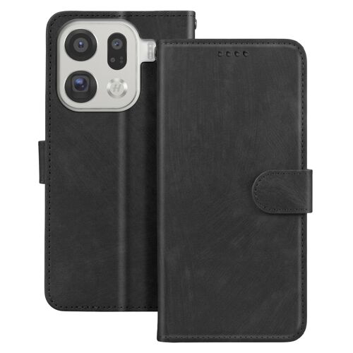 Étui pour Oppo Find X9 Pro Folio Classique avec Porte-cartes et Fonction Support Noir