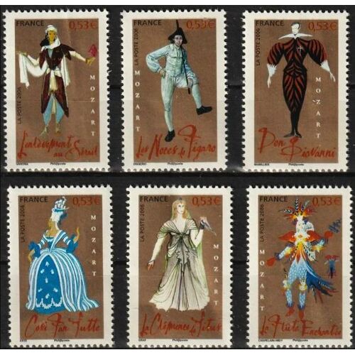 France 2006, Très Belle Série Complète Timbres Neufs** Luxe Yvert 3917 À 3922, Opéras De Mozart, La Flute Enchantée, Le Mariage De Figaro, L'enlèvement Au Sérail...