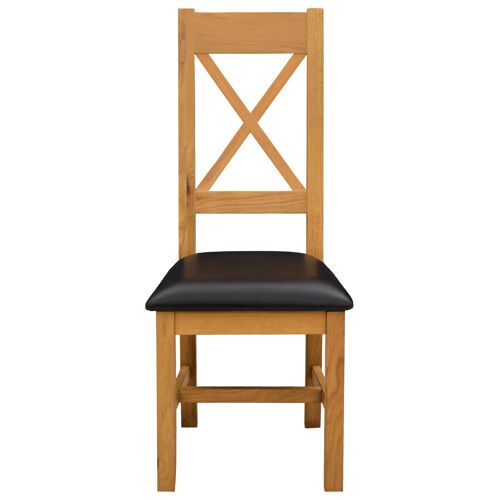 vidaXL Chaise de salle à manger 2 pcs Bois de chêne massif Noir