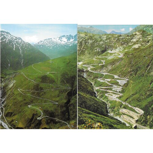 Suisse, Lot 2 Belles Cartes Postales Neuves, Route Du Saint Gotthard.